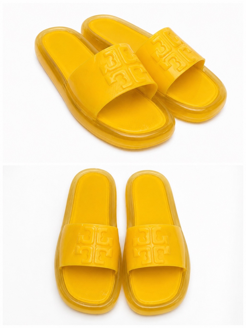 Tory Burch Yellow Jelly Logo Slide Sandals
